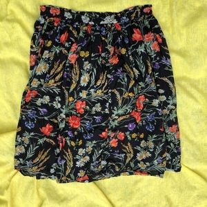1990s black floral cotton midi skirt, XL